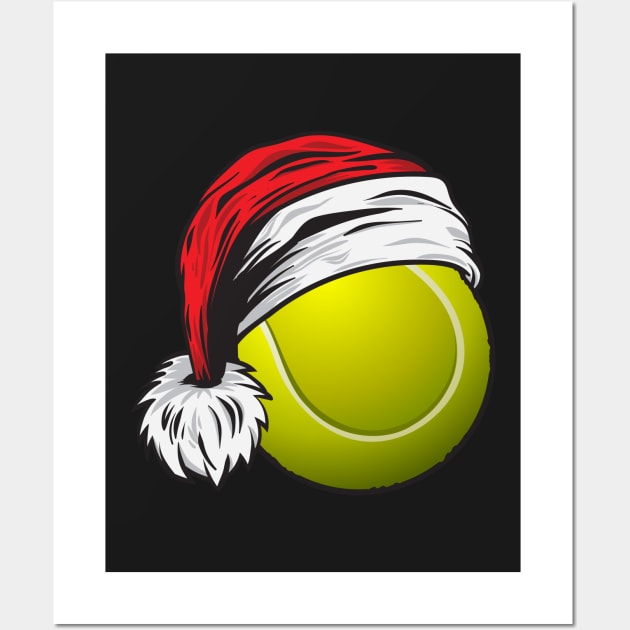 Christmas Tennis Ball With Santa Hat Funny Sport X-mas graphic Wall Art by theodoros20